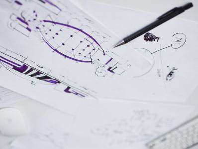 Coche sobre planos técnicos